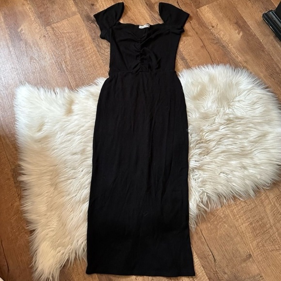 REFORMATION Black Ribbed Bleeker Dress - Picture 6 of 9